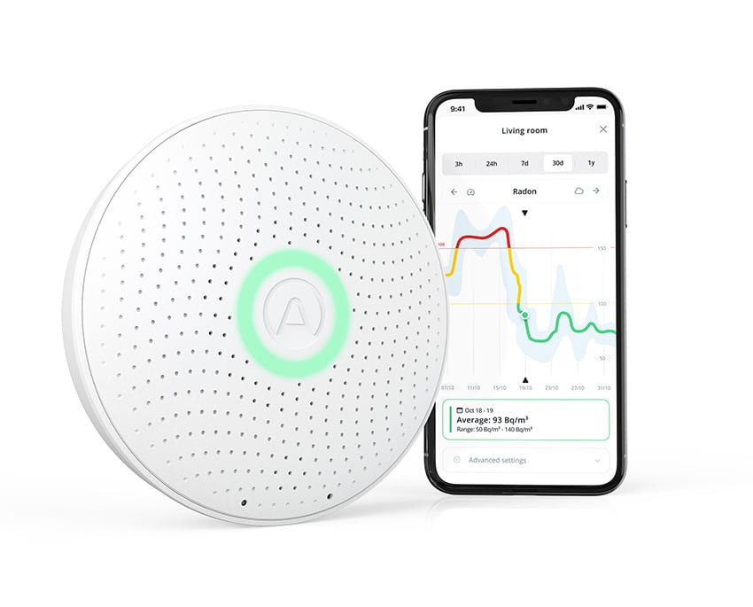 Vi har rigtig gode erfaringer med elektroniske radonmålere, f.eks. Airthings Wave Plus