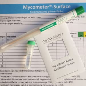 Mycometer-Surface er den mest præcise test omkring mængden af skimmelsvamp. Det er danske forskere, der har udviklet testen, som giver en endnu større målesikkerhed for, hvor meget skimmelsvamp der er i et testet område