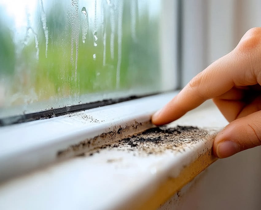 Tør synlig skimmelsvamp af med en let fugtig klud for at undgå at sporer hvirvles op i luften